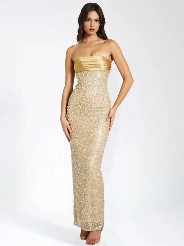 Robe bustier dorée élégante et scintillante : Éclat