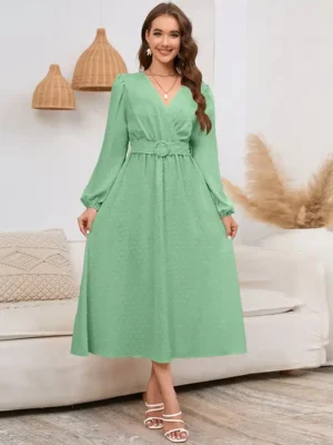 Robe portefeuille vert d'eau élégante et intemporelle : Victoire
