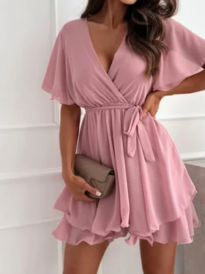 Robe blazer rose poudre élégante : Pénélope