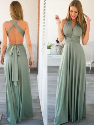 Robe dos nu vert d’eau élégante : Agathe