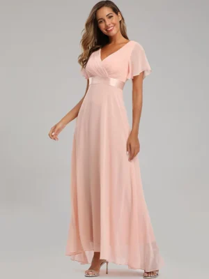 Robe longue bohème chic rose poudré : Mélina