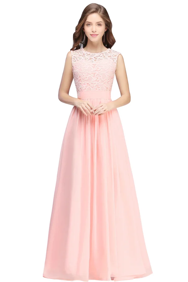 Robe cocktail rose poudré dentelle : Opaline – Image 2