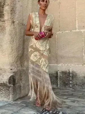 Robe bohème chic à franges : Daphné
