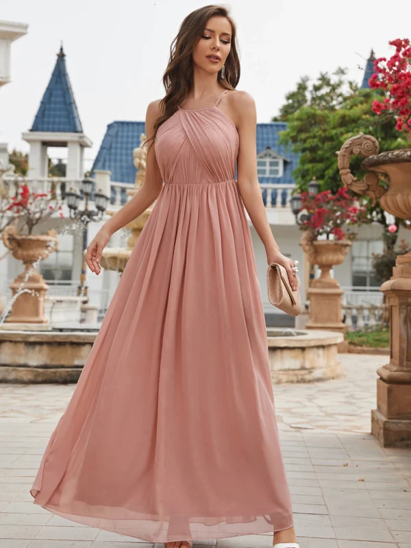 Robe de gala rose poudré élégante : Amalia