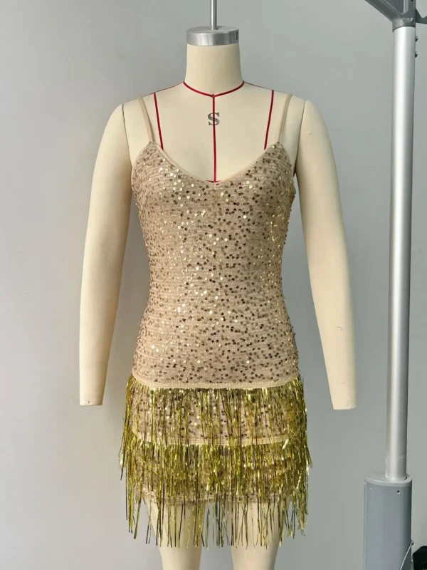 Robe à frange doré élégante et glamour : Noémie – Image 6