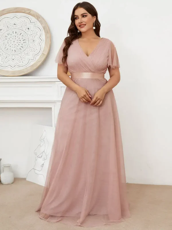 Robe témoin de mariage rose poudré élégante : Lucille – Image 2