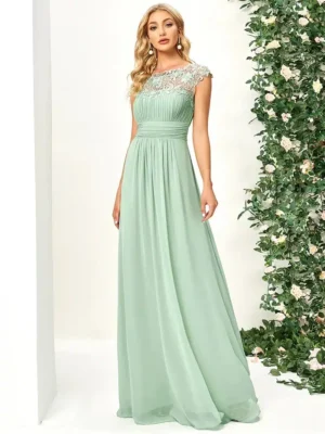 Robe vert d'eau dentelle élégante : Cléo
