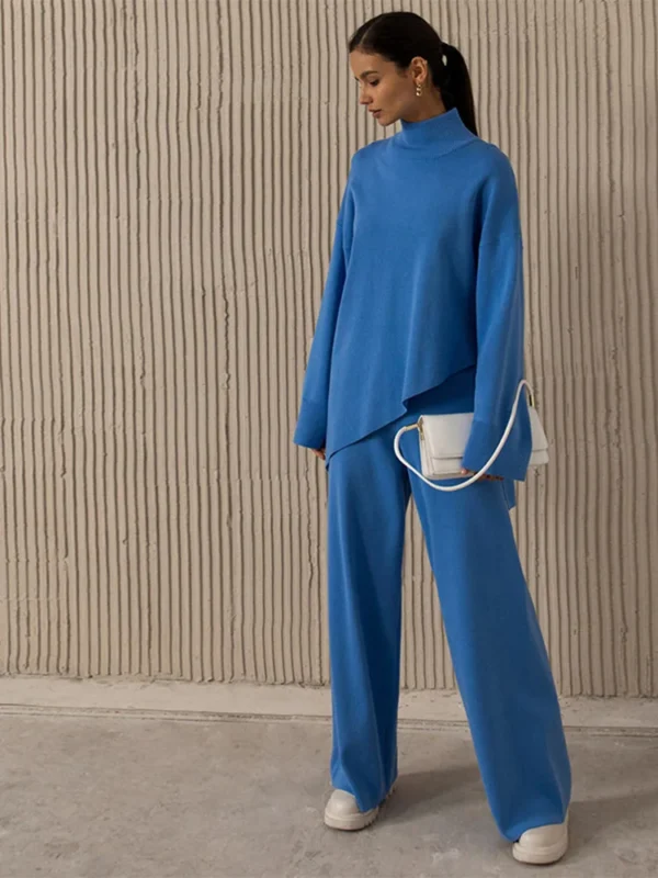 Pantalon palazzo bleu chic avec ceinture élastique : Élodie – Image 2