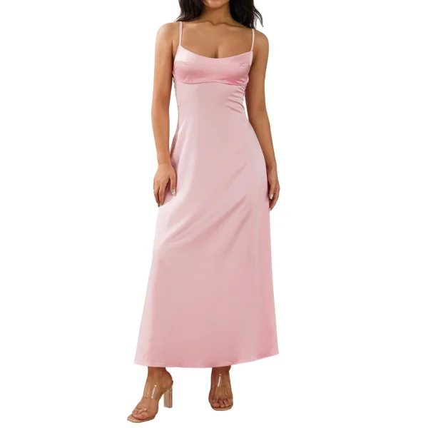 Robe drapée rose poudré élégante : Hélène – Image 5