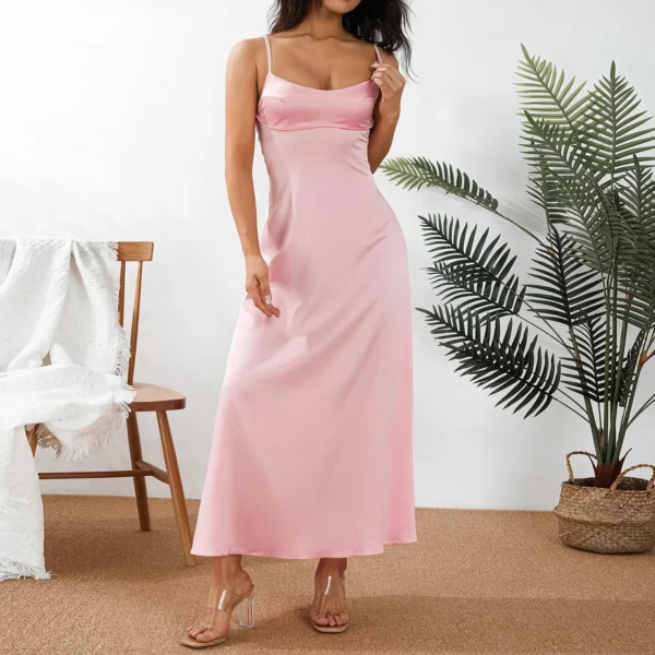 Robe drapée rose poudré élégante : Hélène – Image 2
