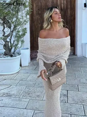 Robe longue épaules dénudées élégante : Nanou