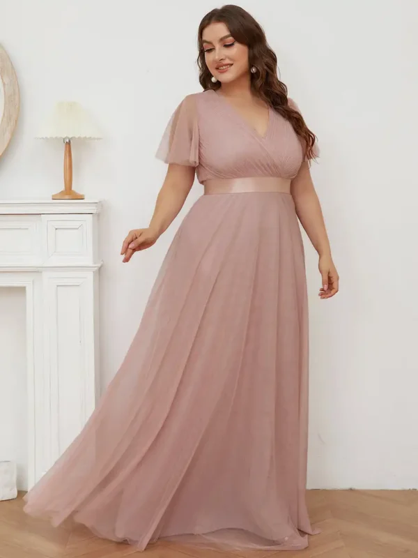 Robe témoin de mariage rose poudré élégante : Lucille – Image 3