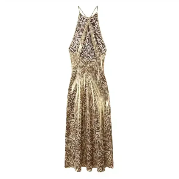 Robe léopard doré chic et tendance : Livia – Image 3