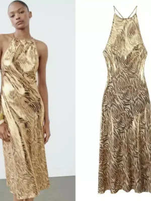 Robe léopard doré chic et tendance : Livia