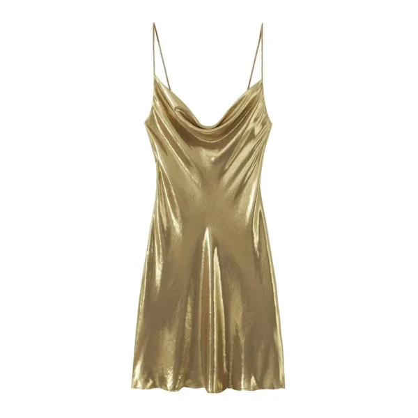 Robe courte satinée avec bretelles spaghetti : Séverine – Image 7