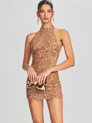 Robe sequin doré chic et scintillante : Nathalie