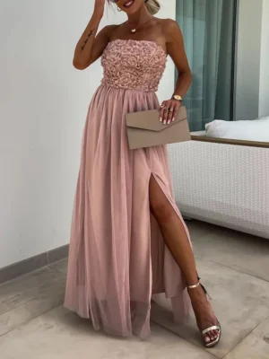 Robe tulle rose poudré femme : Maya