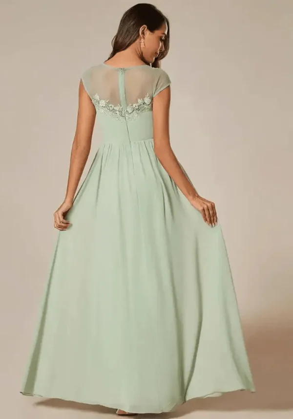 Robe cérémonie vert d’eau avec broderies florales : Alicia – Image 3