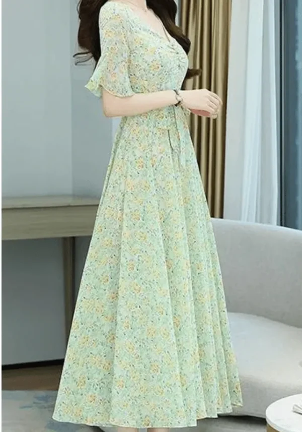 Robe champetre fleur vert d’eau : Léonie – Image 3