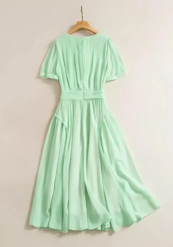 Robe droite vert d'eau élégante et confortable : Amélia – Image 2