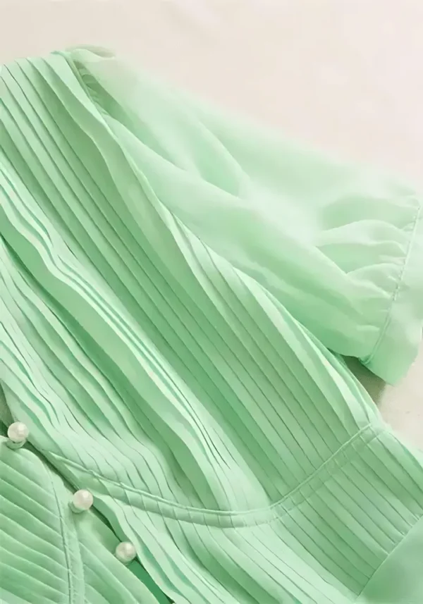 Robe droite vert d'eau élégante et confortable : Amélia – Image 3