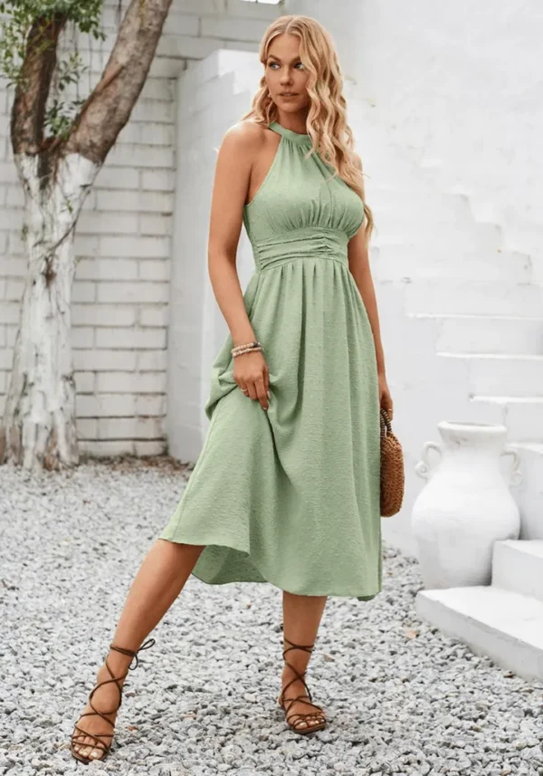 Robe empire vert d’eau sans manche élégante : Élodie – Image 5
