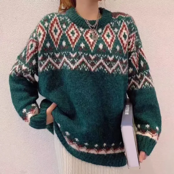Pull jacquard ethnique aux tons chauds : Aria – Image 6