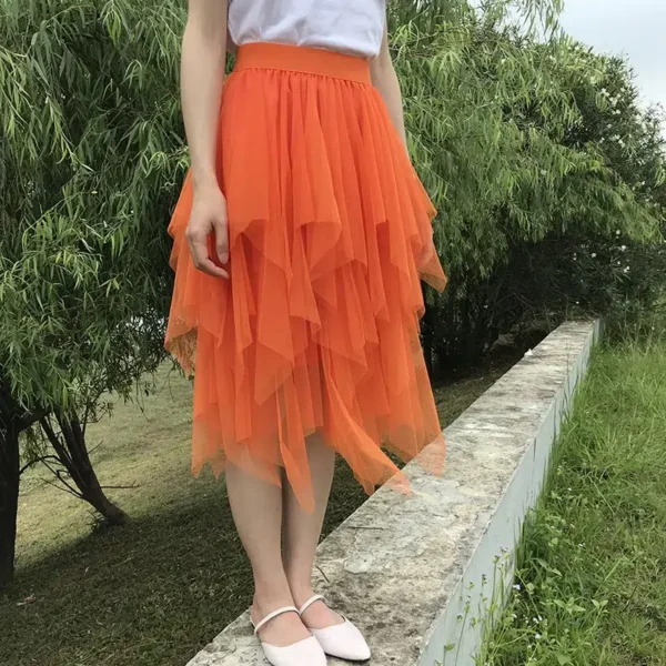 Jupe tulle orange à volants : Tangerine