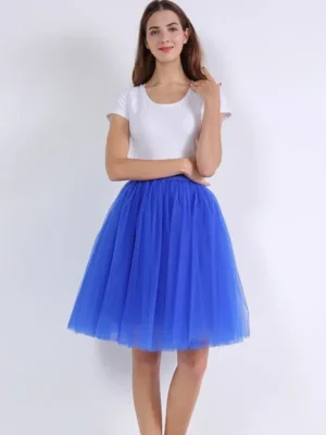 Jupe tulle midi bleu vif : Élégance