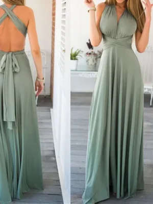 Robe multiposition vert sauge élégante : Élisa