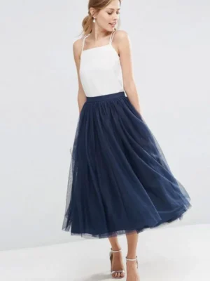 Jupe tulle bleu marine élégante : Céline
