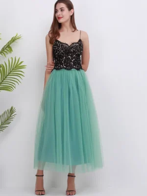 Jupe longue tulle vert d’eau : Élégance