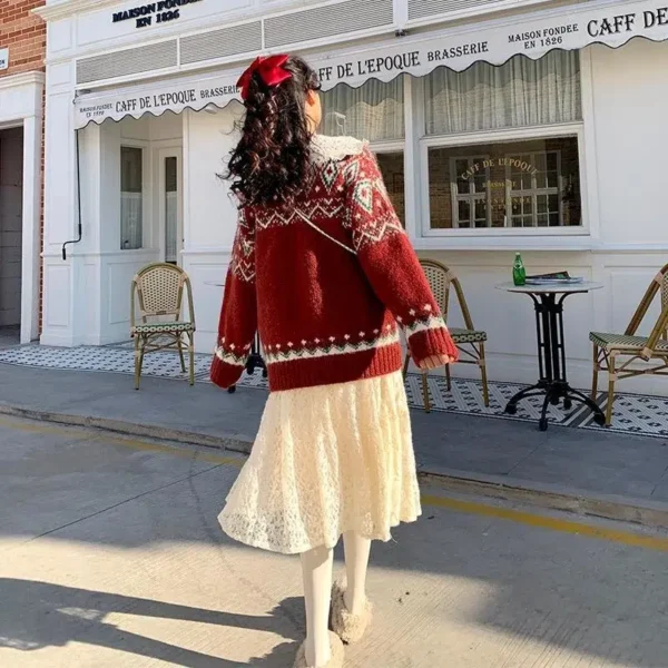 Pull jacquard ethnique aux tons chauds : Aria – Image 4