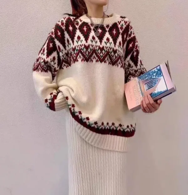 Pull jacquard ethnique aux tons chauds : Aria – Image 8