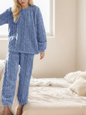 Pyjama flanelle bleu femme : Élodie