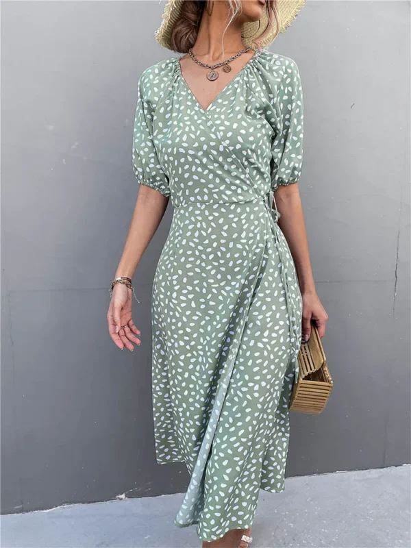 Robe été vert sauge avec manches ballons : Émeraude – Image 2