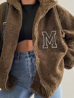 Veste moumoute camel élégante : Camille