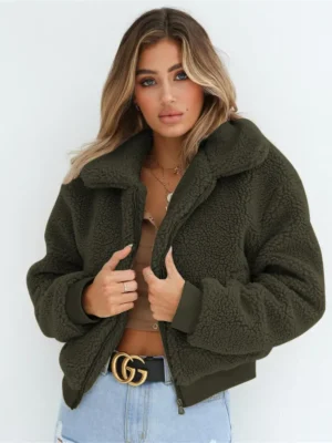 Manteau moumoute kaki chic : Lorraine