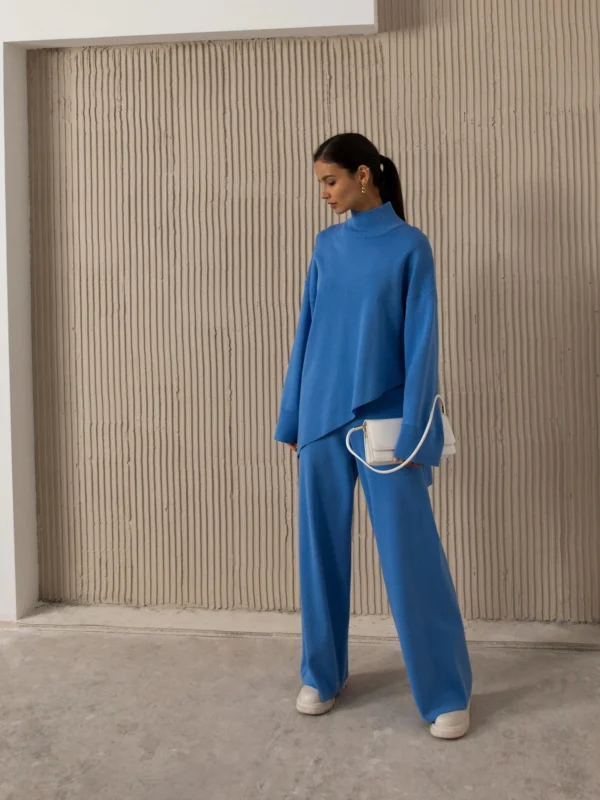 Pantalon palazzo bleu chic avec ceinture élastique : Élodie – Image 4