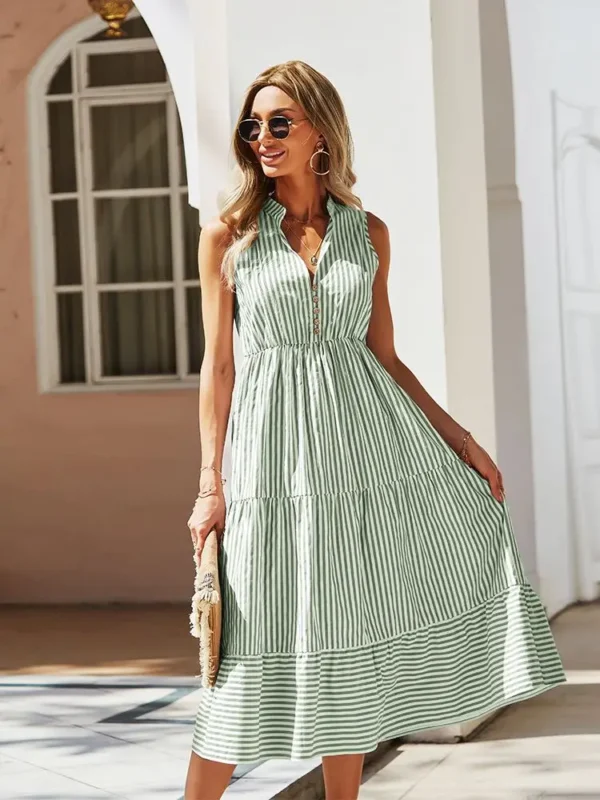 Robe bohème vert pastel à rayures : Alizée – Image 2