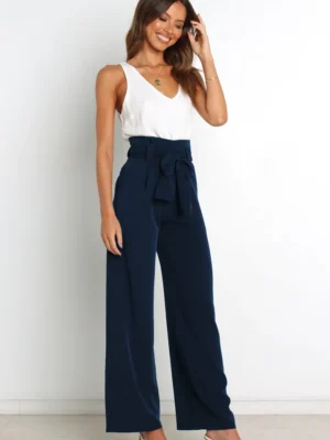 Pantalon palazzo bleu marine : Élégance