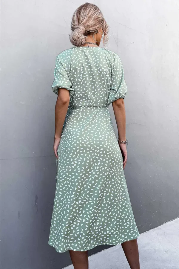 Robe été vert sauge avec manches ballons : Émeraude – Image 7
