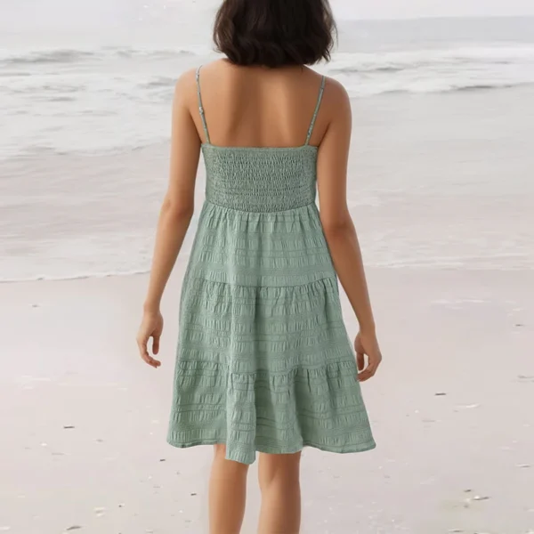 Robe de plage verte légère à bretelles : Alizée – Image 2