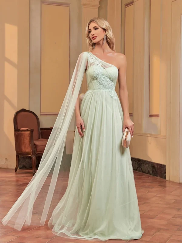 Robe en mousseline vert sauge : Clara