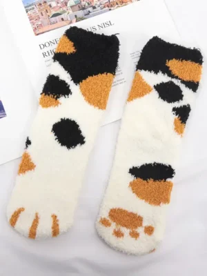 Chaussette moumoute chat douce et confortable : Féline