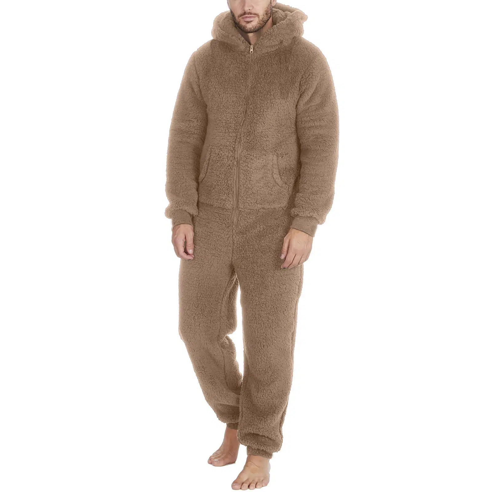 Combinaison Pyjama Polaire Homme - Une Pièce Avec Capuche - Chaud Et Doux - Pour L'hiver à La Maison - Taille Unique