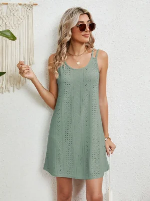 Robe trapèze vert sauge élégante : Sienna