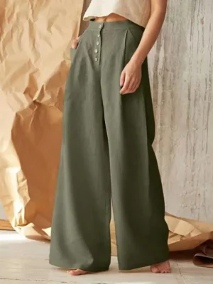 Pantalon palazzo kaki chic et confortable : Elara