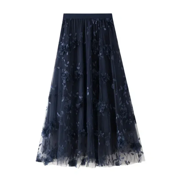 Jupe tulle à fleur élégante bleu marine : Mélina – Image 5