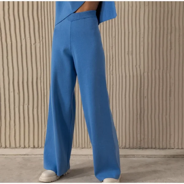 Pantalon palazzo bleu chic avec ceinture élastique : Élodie – Image 5